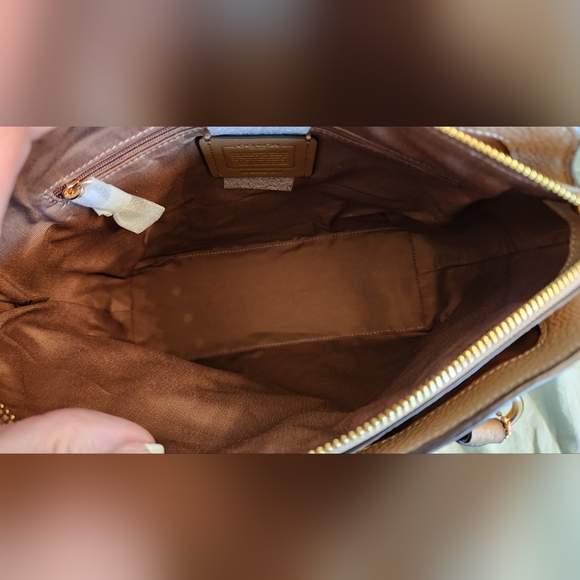 NWT Coach Remi Satchel Taupe Beige Pebble Leather gold hardware. - Picture 9 of 11